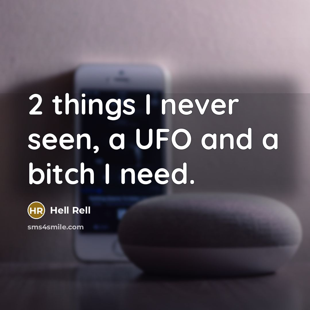 “2 things I never seen, a UFO and a bitch I need.” quote by Hell Rell
