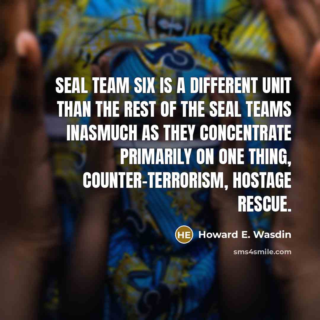 “Seal Team Six is a different unit than the rest…” quote by Howard E. Wasdin