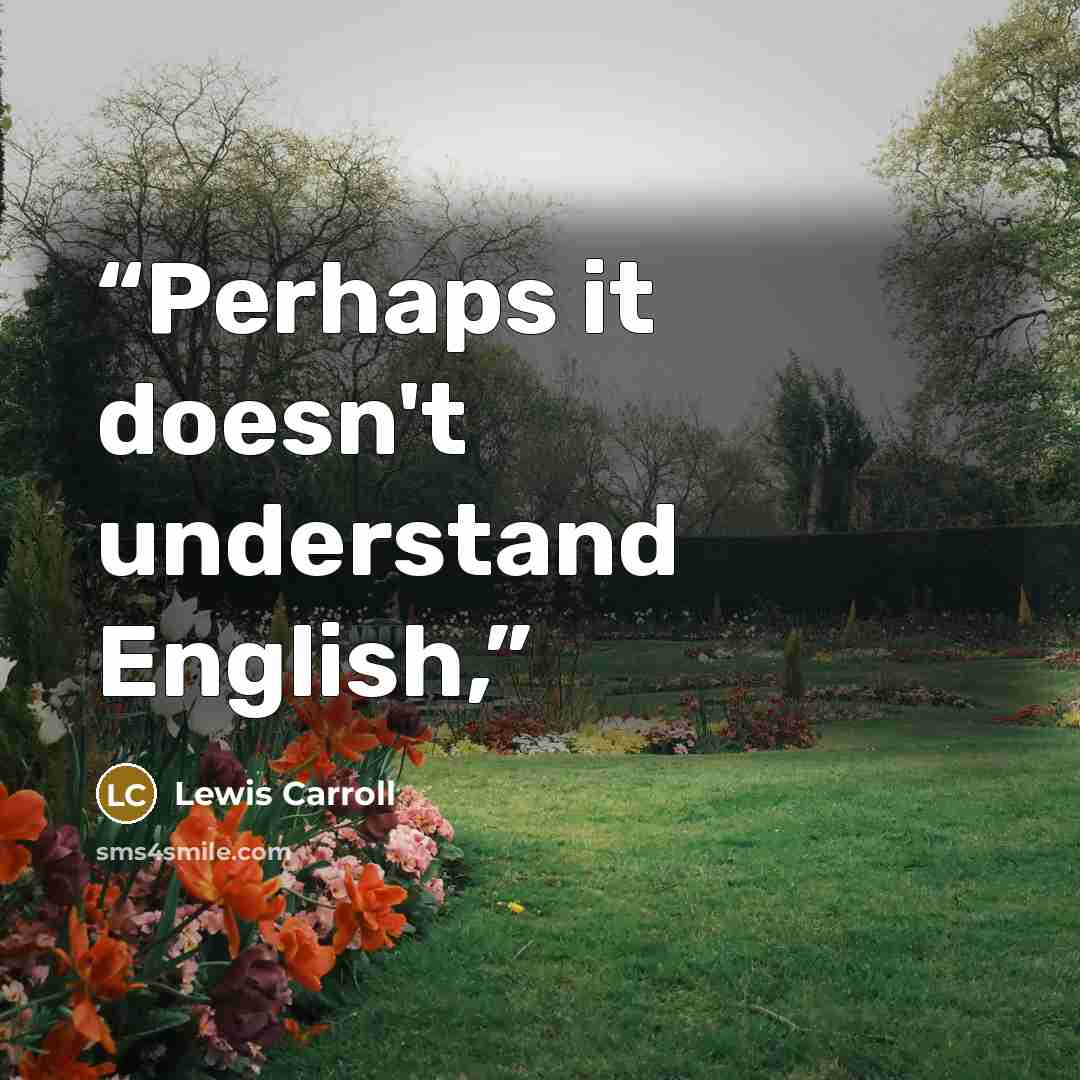 “Perhaps it doesn't understand English,” quote by Lewis Carroll