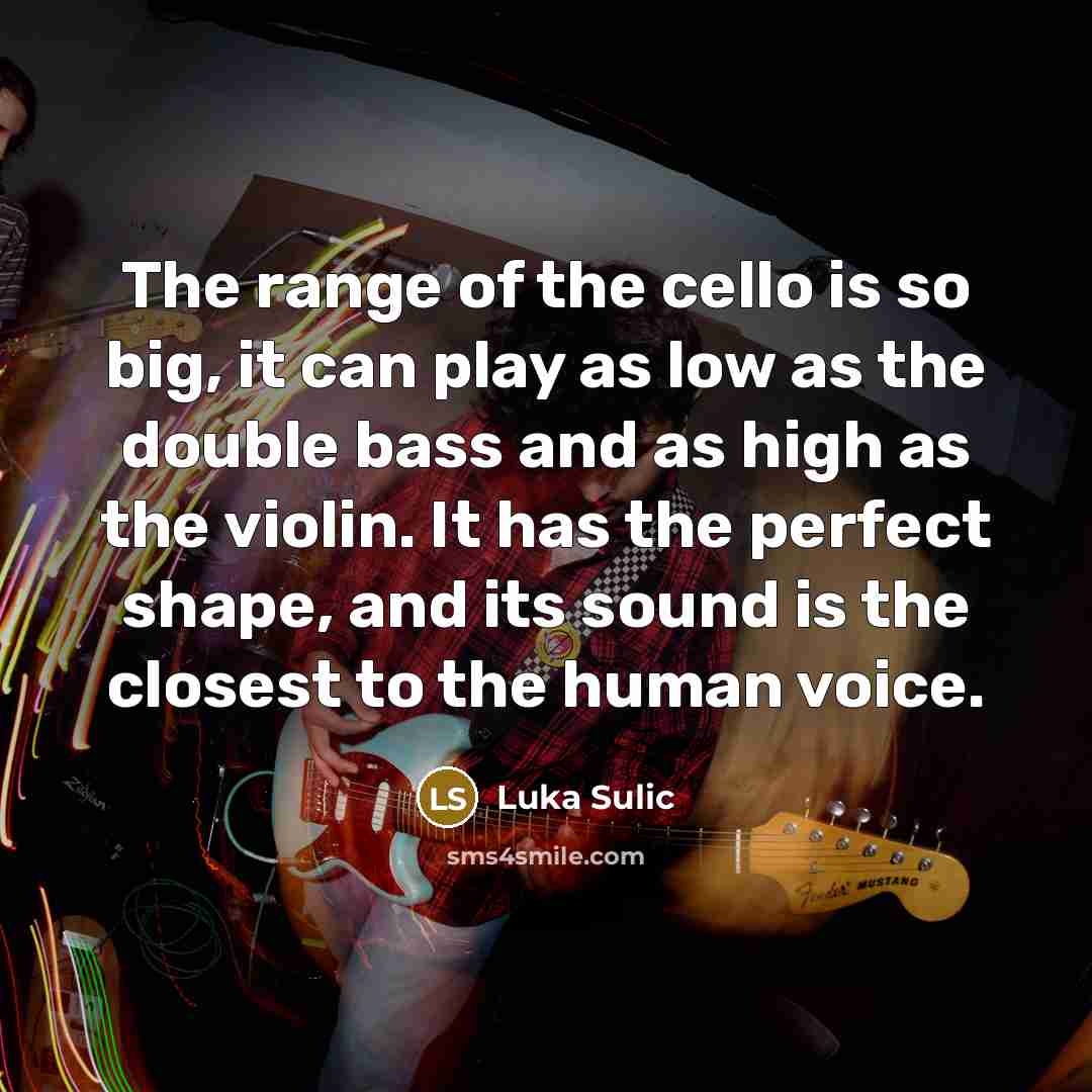 “The range of the cello is so big, it can…” quote by Luka Sulic