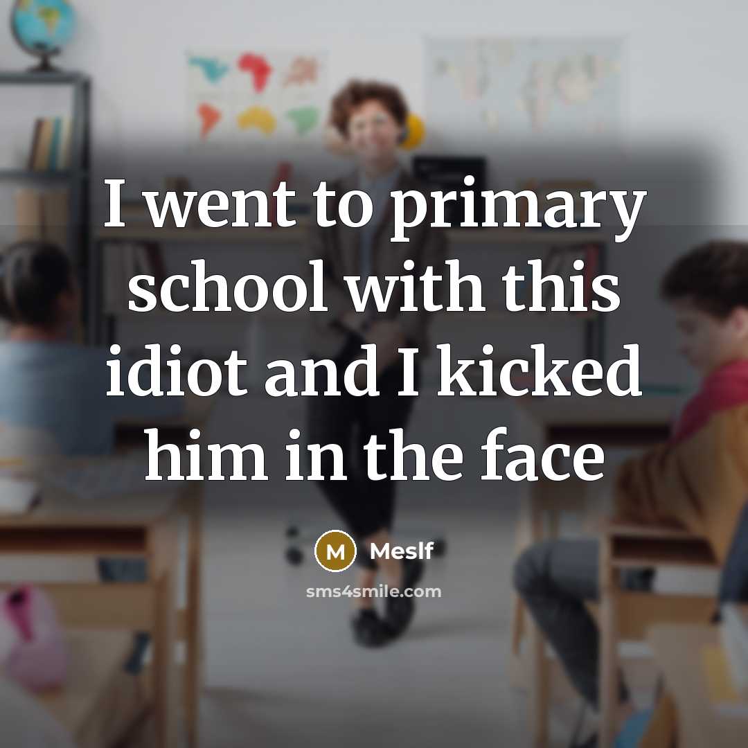 “I went to primary school with this idiot and I…” quote by Meslf
