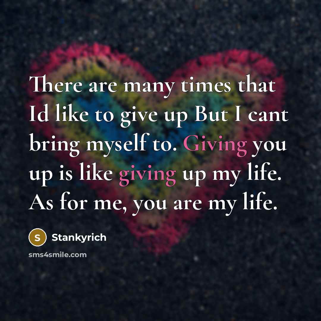 “There are many times that Id like to give up…” quote by Stankyrich