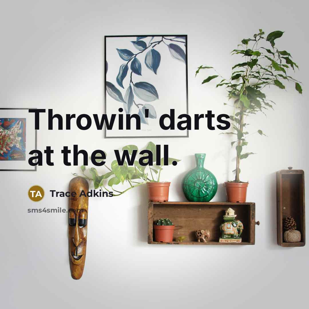 “Throwin' darts at the wall.…” quote by Trace Adkins