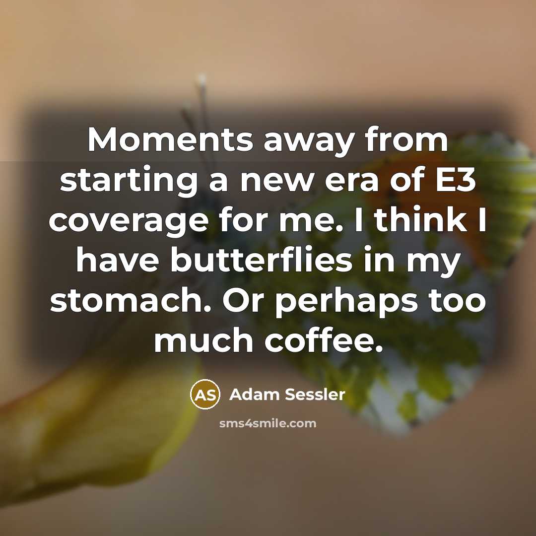 “Moments away from starting a new era of E3 coverage…” quote by Adam Sessler
