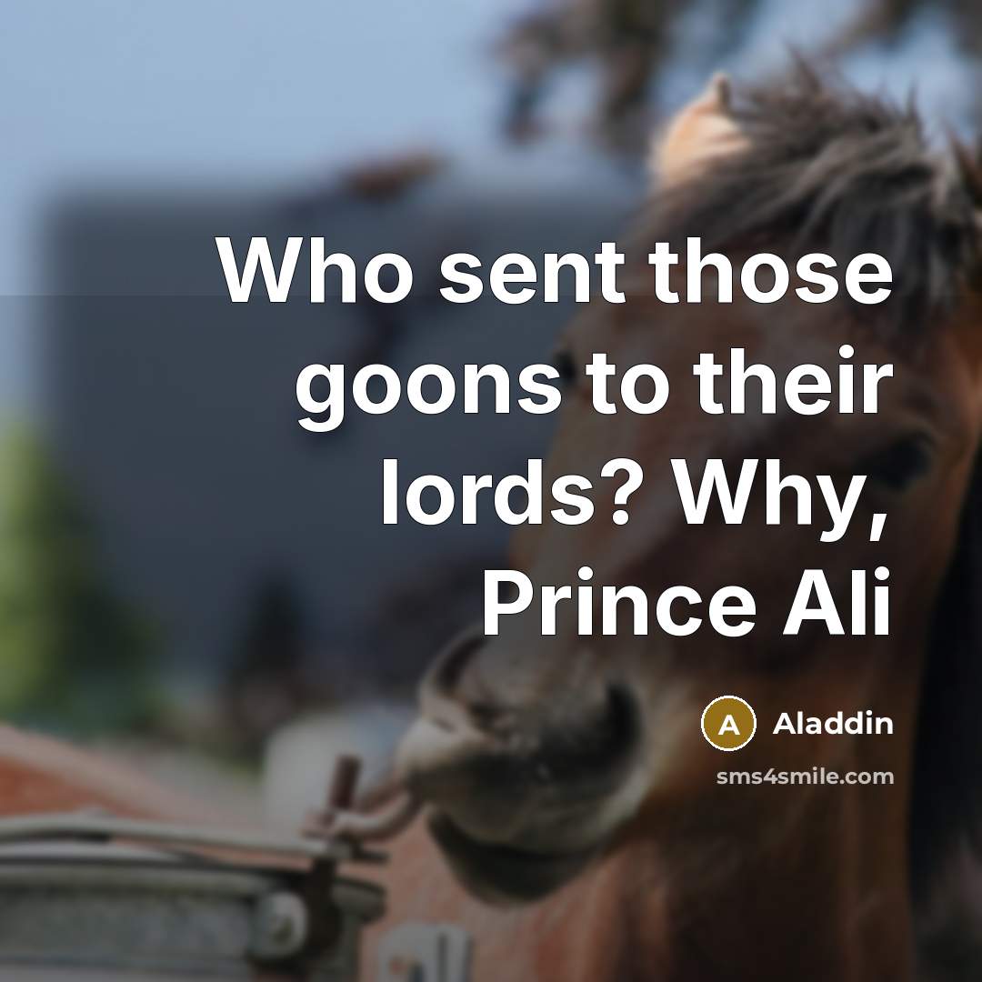 “Who sent those goons to their lords? Why, Prince Ali…” quote by Aladdin