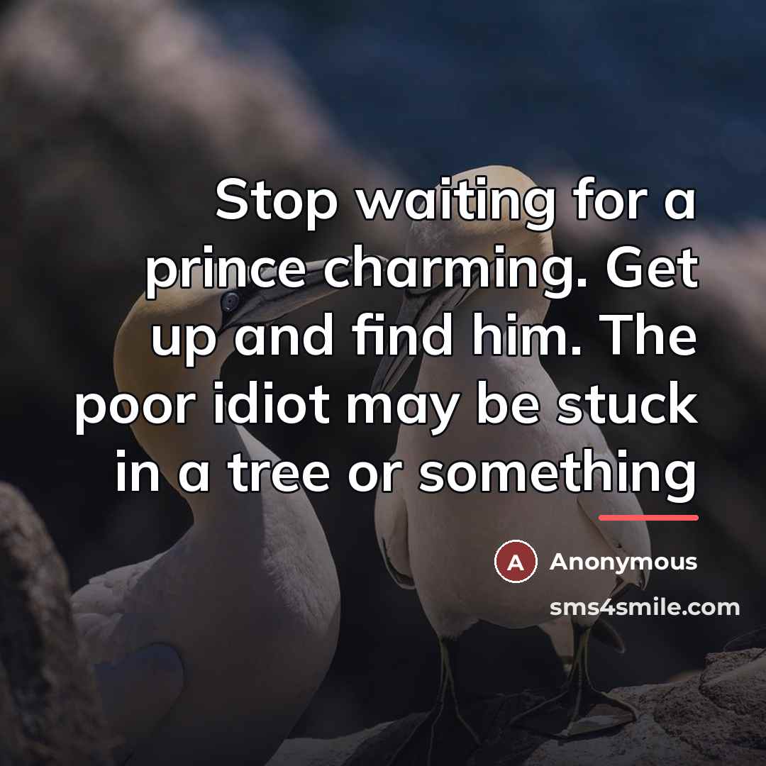 “Stop waiting for a prince charming. Get up and find…” quote by Anonymous