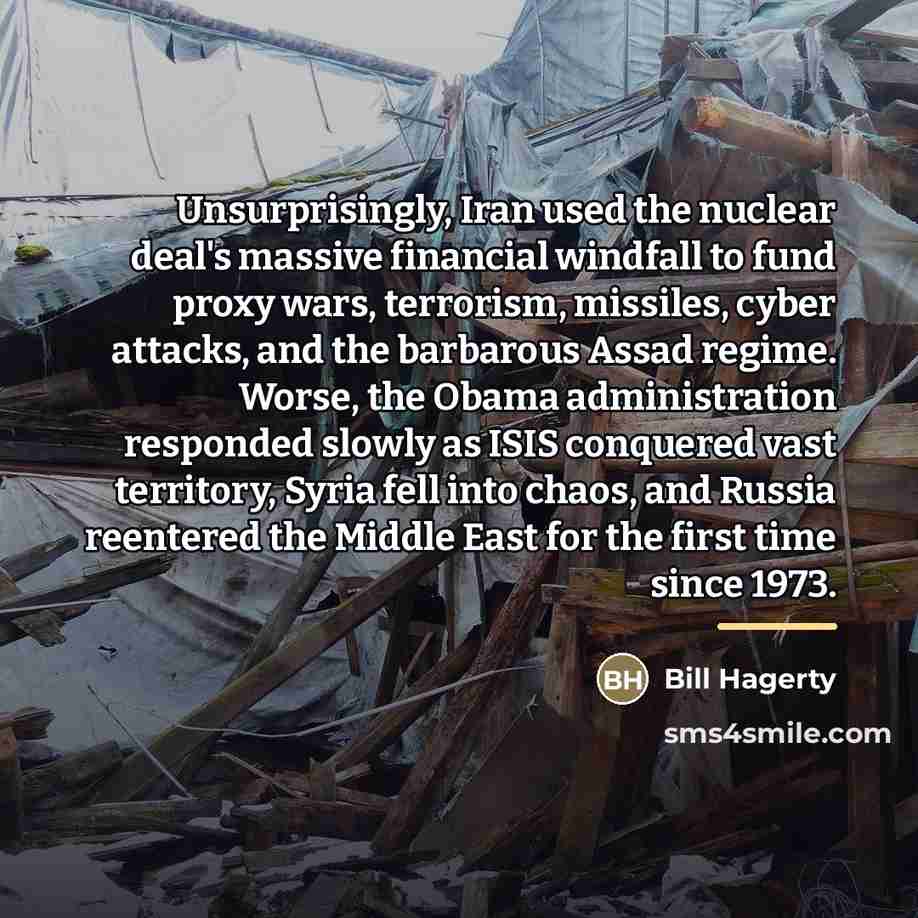 “Unsurprisingly, Iran used the nuclear deal's massive financial windfall to…” quote by Bill Hagerty