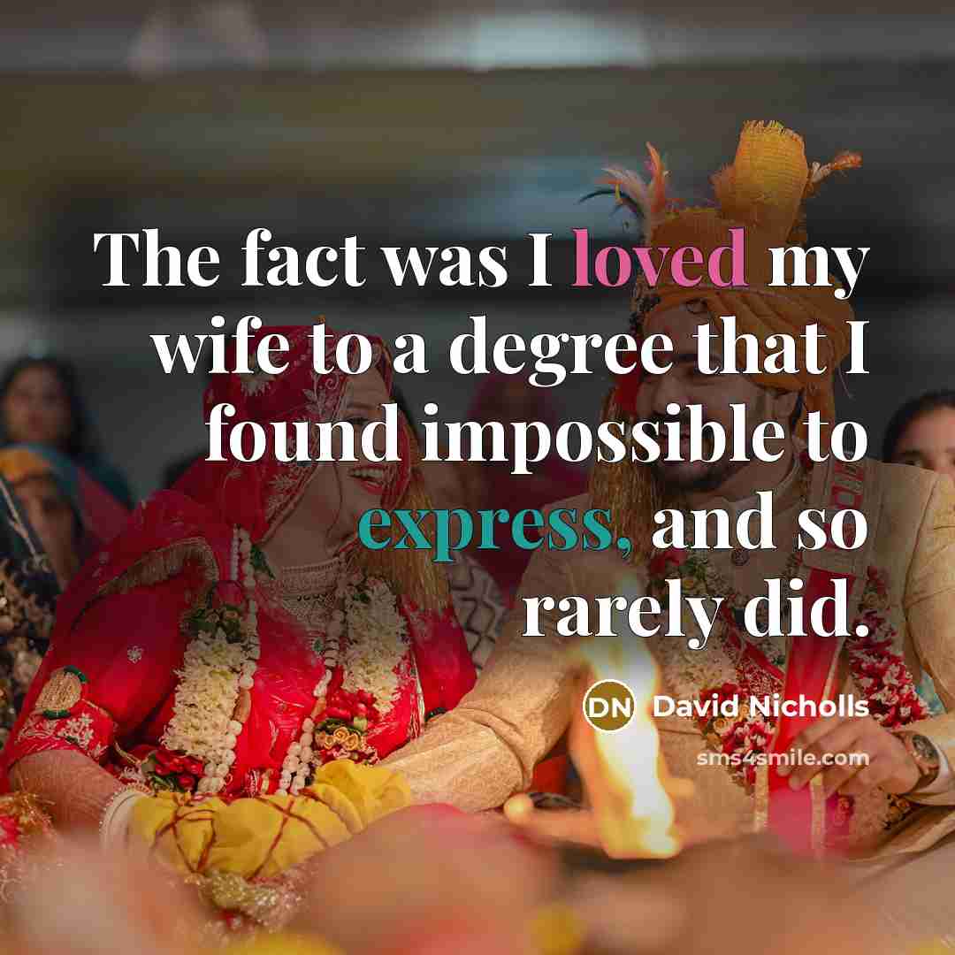 “The fact was I loved my wife to a degree…” quote by David Nicholls