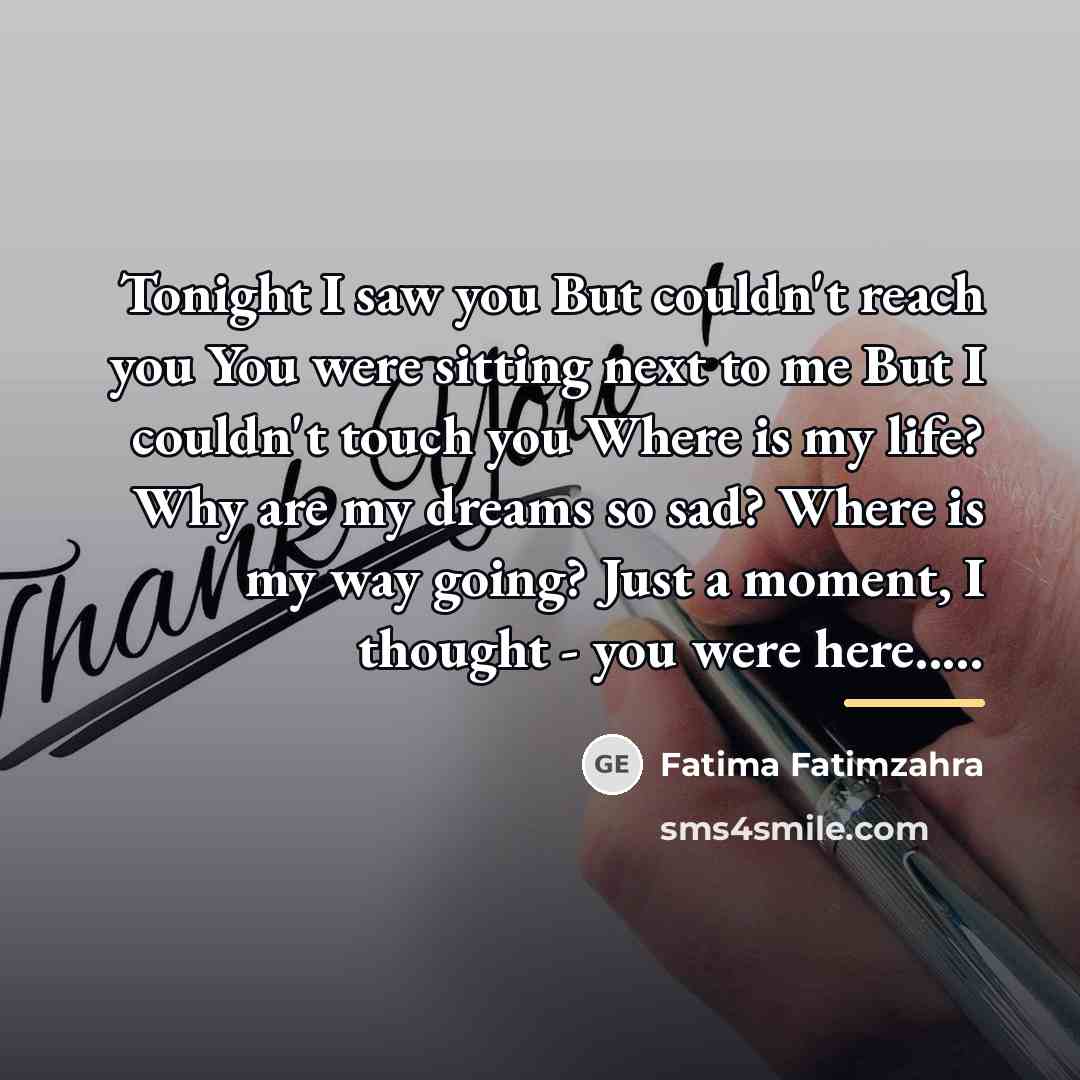 “Tonight I saw you But couldn't reach you You were…” quote by Fatima Fatimzahra