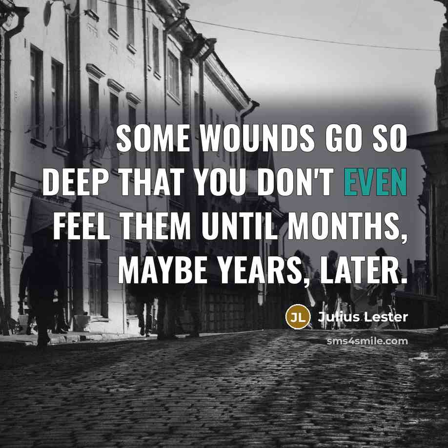 “Some wounds go so deep that you don't even feel…” quote by Julius Lester