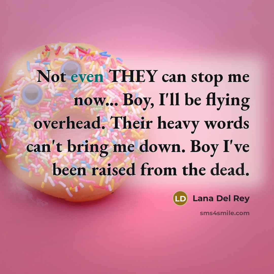 “Not even THEY can stop me now... Boy, I'll be…” quote by Lana Del Rey
