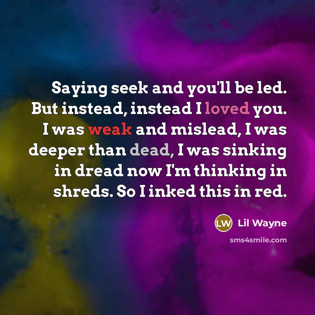 “Saying seek and you'll be led. But instead, instead I…” quote by Lil Wayne