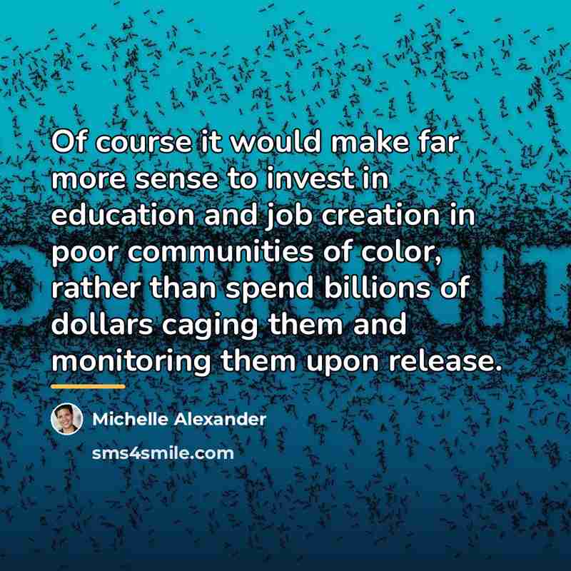 “Of course it would make far more sense to invest…” quote by Michelle Alexander
