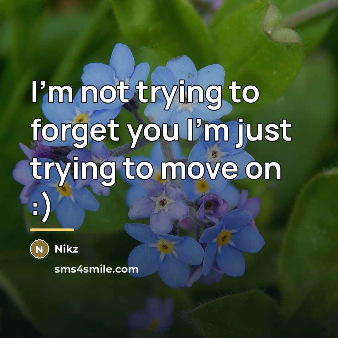 “I'm not trying to forget you I'm just trying to…” quote by Nikz