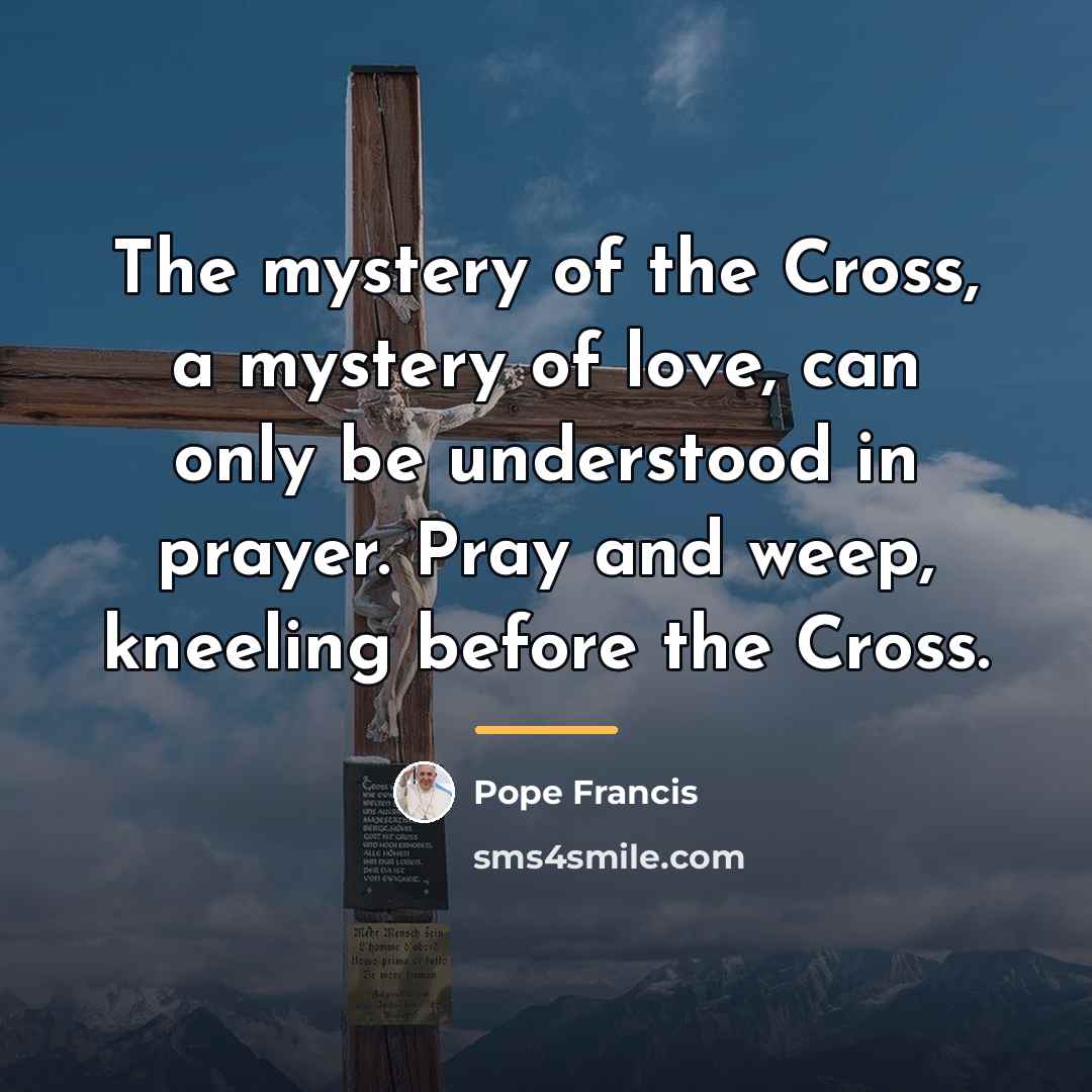 “The mystery of the Cross, a mystery of love, can…” quote by Pope Francis