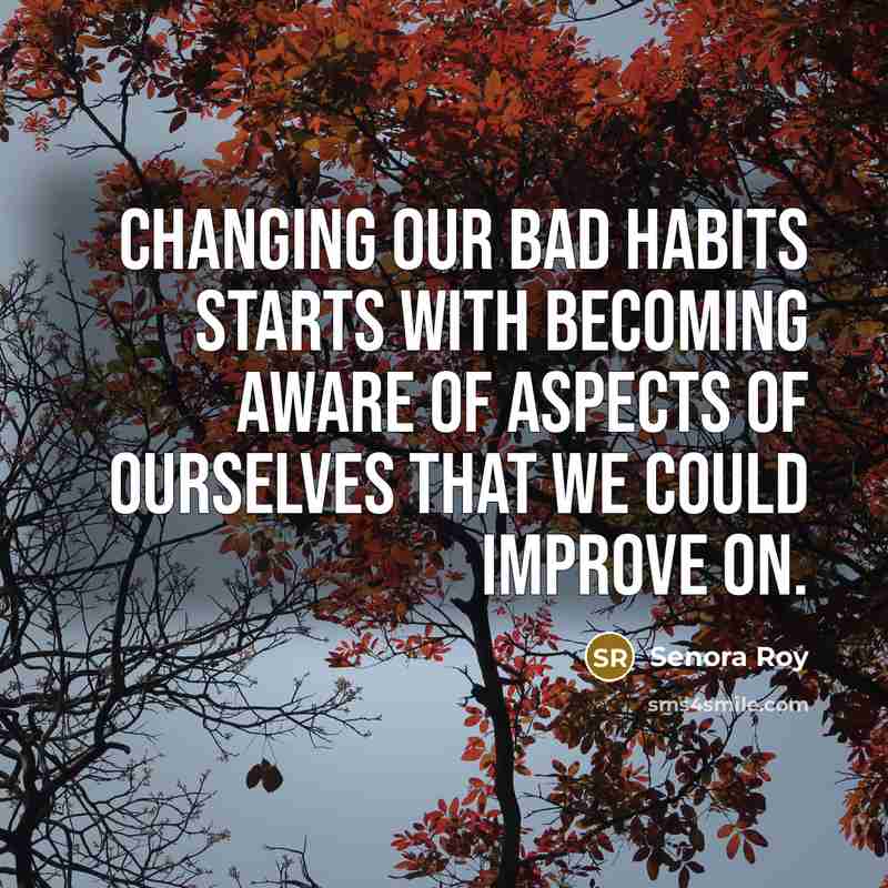 “Changing our bad habits starts with becoming aware of aspects…” quote by Senora Roy