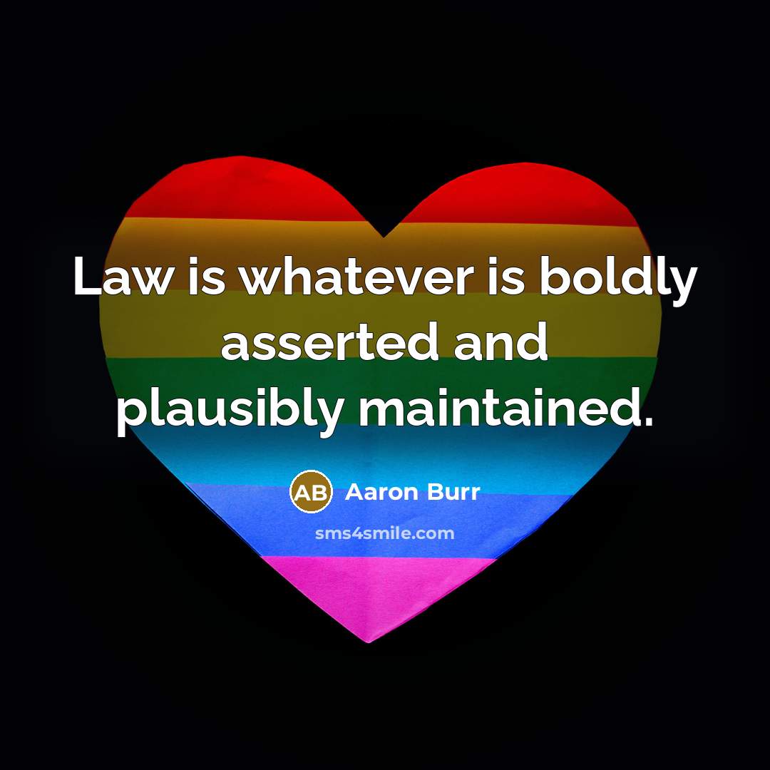 “Law is whatever is boldly asserted and plausibly maintained.…” quote by Aaron Burr