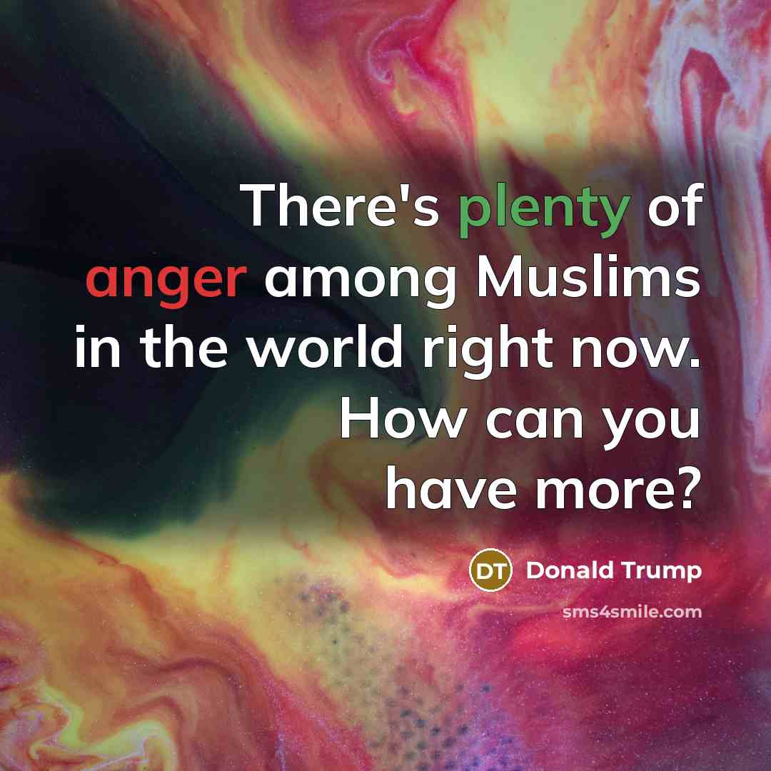 “There's plenty of anger among Muslims in the world right…” quote by Donald Trump