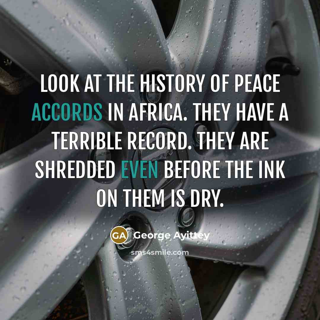 “Look at the history of peace accords in Africa. They…” quote by George Ayittey