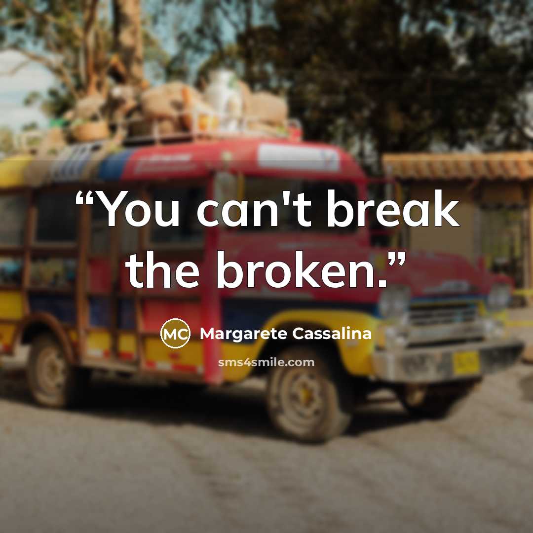 “You can't break the broken.” quote by Margarete Cassalina