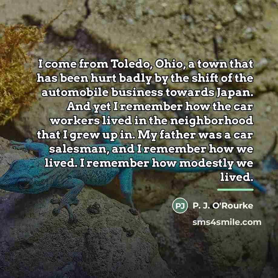 “I come from Toledo, Ohio, a town that has been…” quote by P. J. O'Rourke