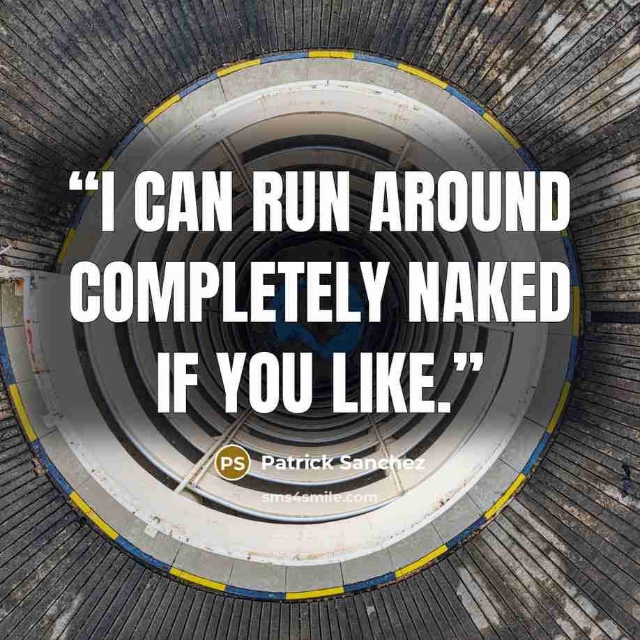 “I can run around completely naked if you like.” quote by Patrick Sanchez