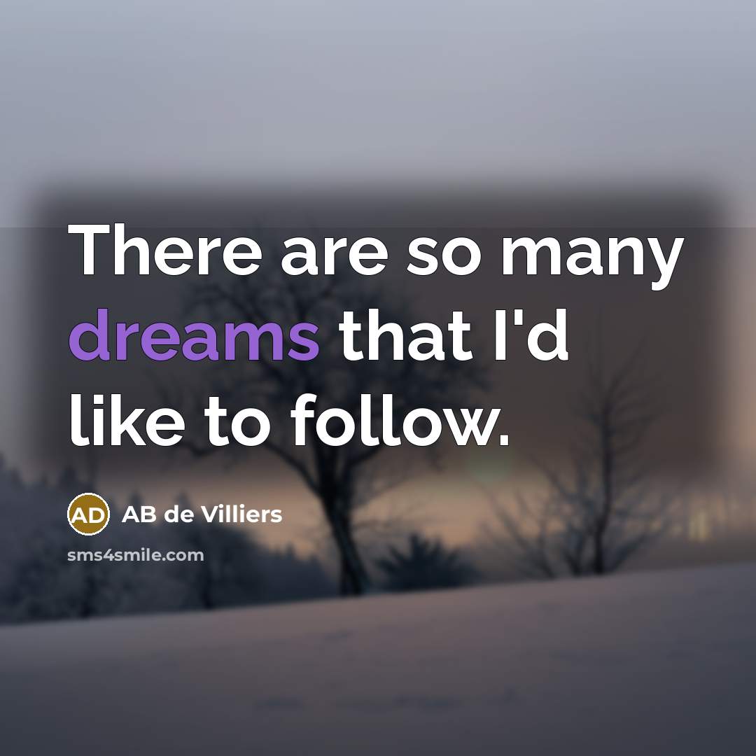“There are so many dreams that I'd like to follow.” quote by AB de Villiers