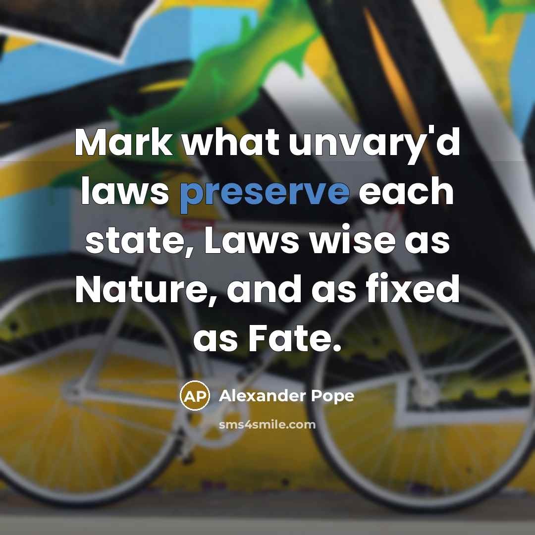 “Mark what unvary'd laws preserve each state, Laws wise as…” quote by Alexander Pope