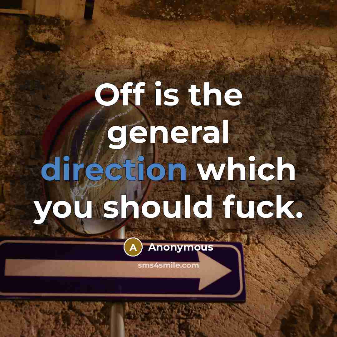 “Off is the general direction which you should fuck.” quote by Anonymous