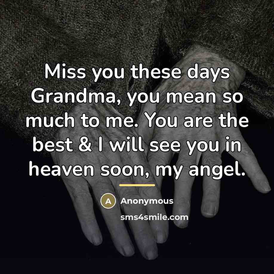 “Miss you these days Grandma, you mean so much to…” quote by Anonymous