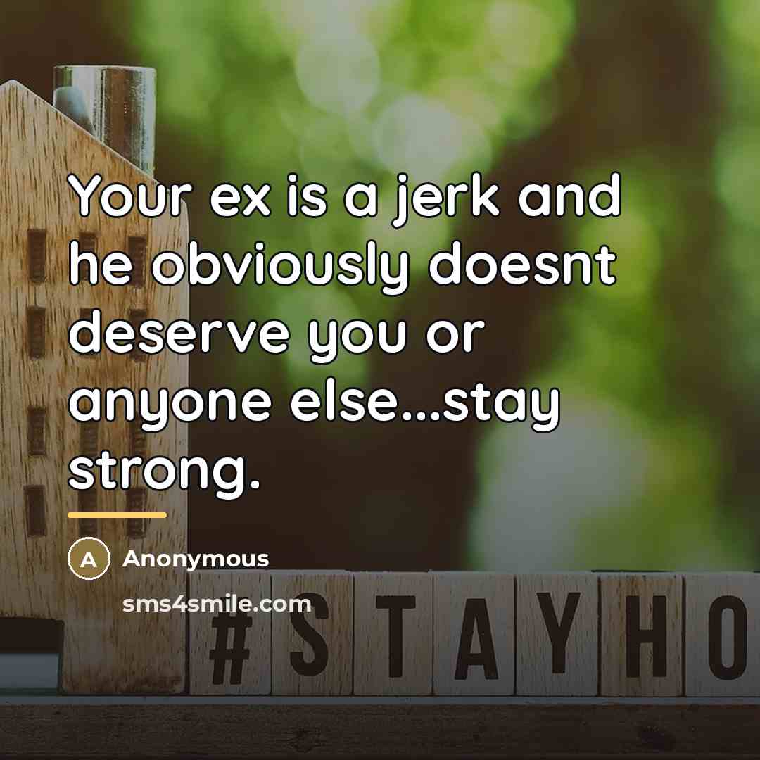 “Your ex is a jerk and he obviously doesnt deserve…” quote by Anonymous