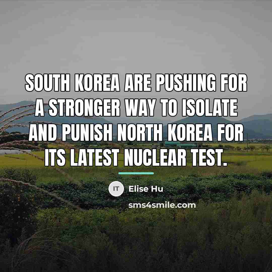 “South Korea are pushing for a stronger way to isolate…” quote by Elise Hu
