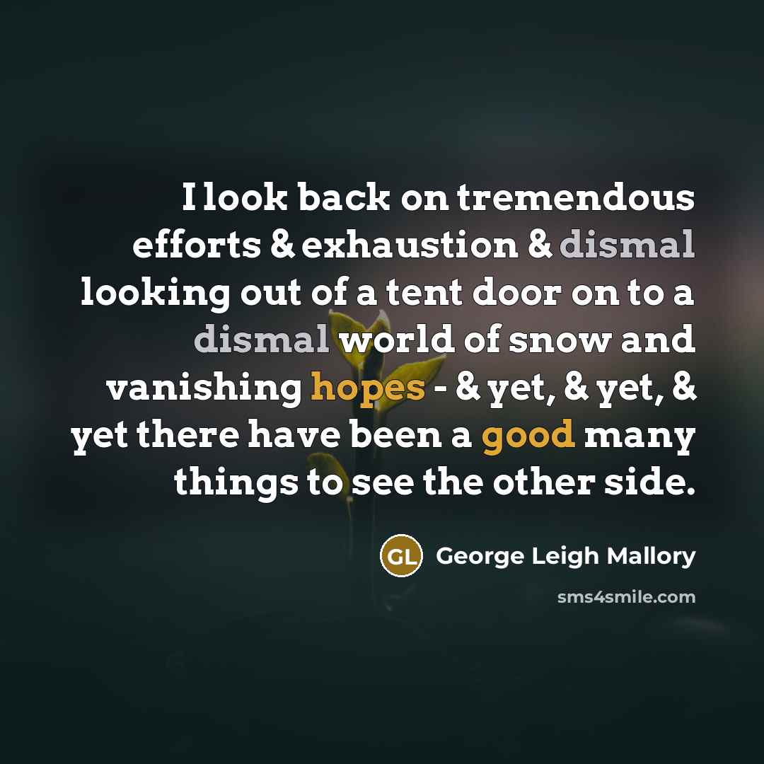 “I look back on tremendous efforts & exhaustion & dismal…” quote by George Leigh Mallory