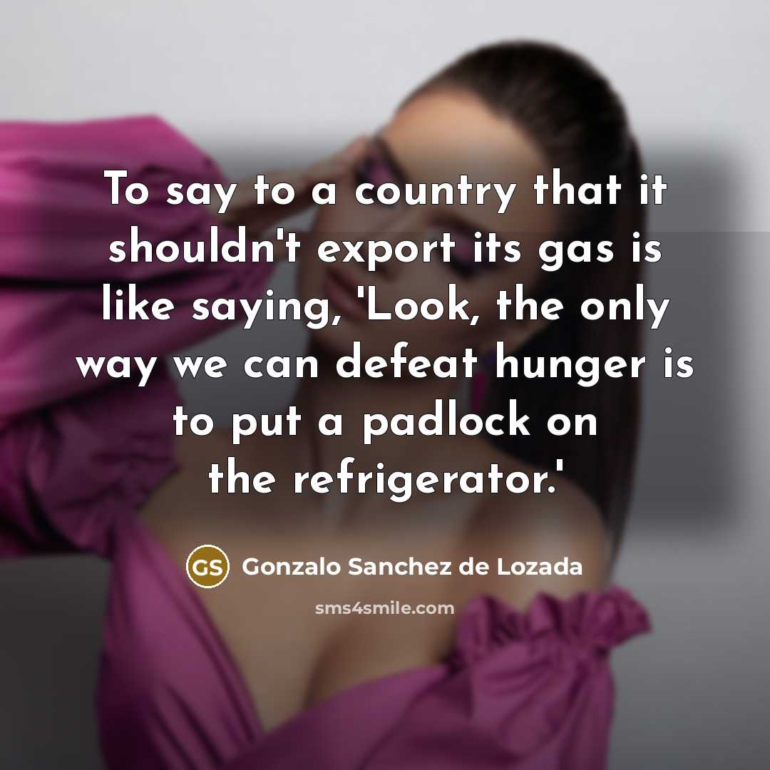 “To say to a country that it shouldn't export its…” quote by Gonzalo Sanchez de Lozada