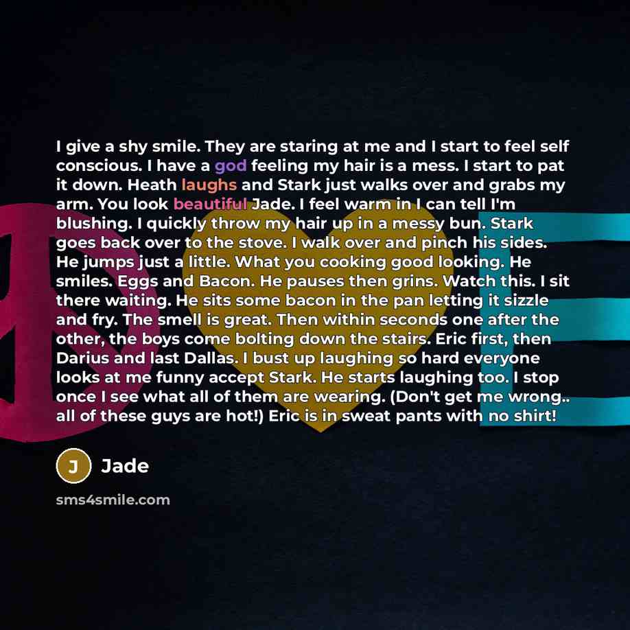 “I give a shy smile. They are staring at me…” quote by Jade