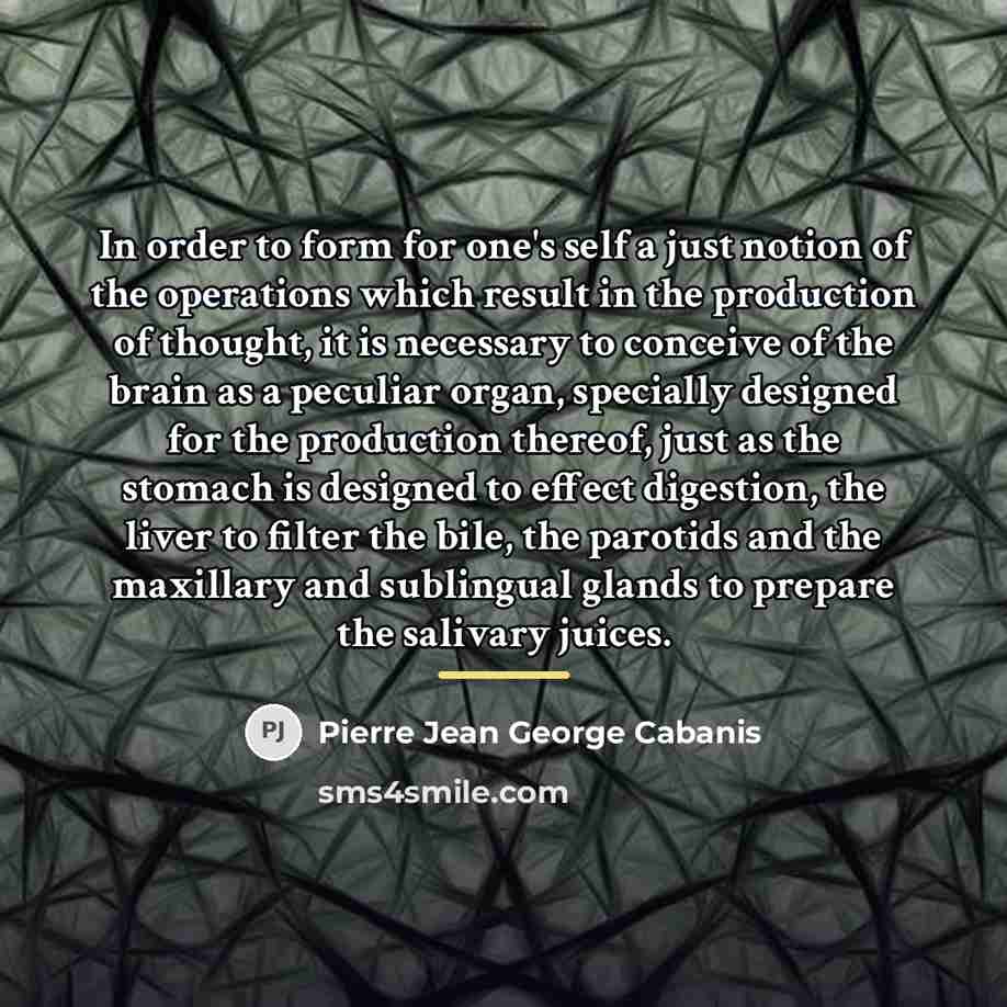 “In order to form for one's self a just notion…” quote by Pierre Jean George Cabanis