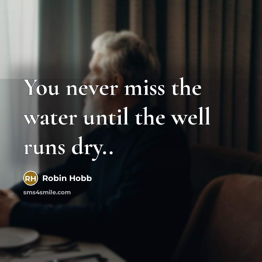 “You never miss the water until the well runs dry..…” quote by Robin Hobb