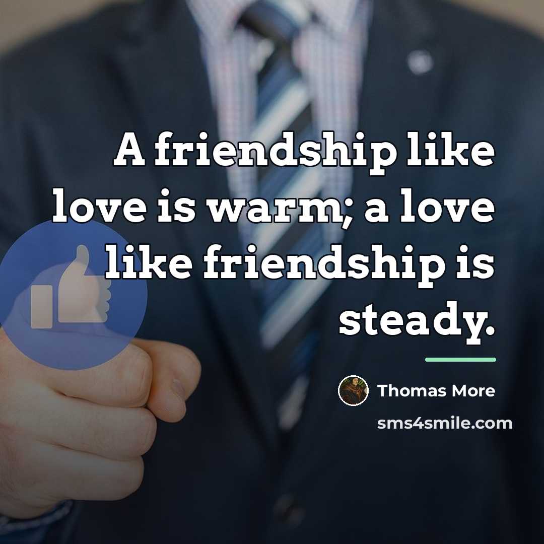 “A friendship like love is warm; a love like friendship…” quote by Thomas More