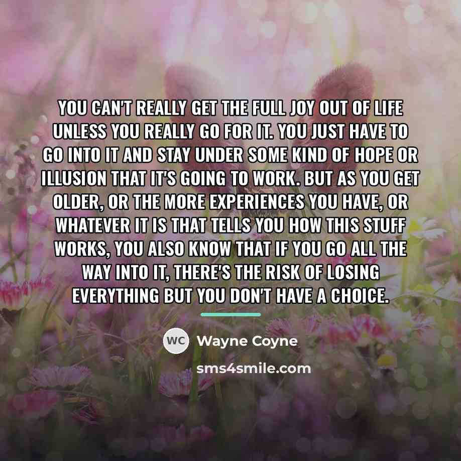 “You can't really get the full joy out of life…” quote by Wayne Coyne