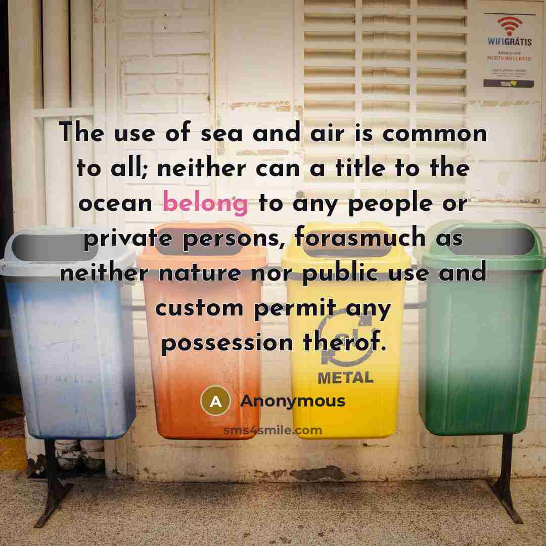 “The use of sea and air is common to all;…” quote by Anonymous