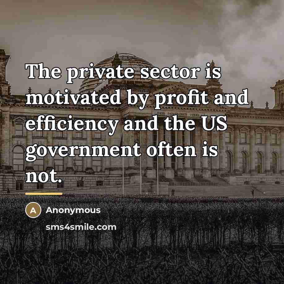 “The private sector is motivated by profit and efficiency and…” quote by Anonymous
