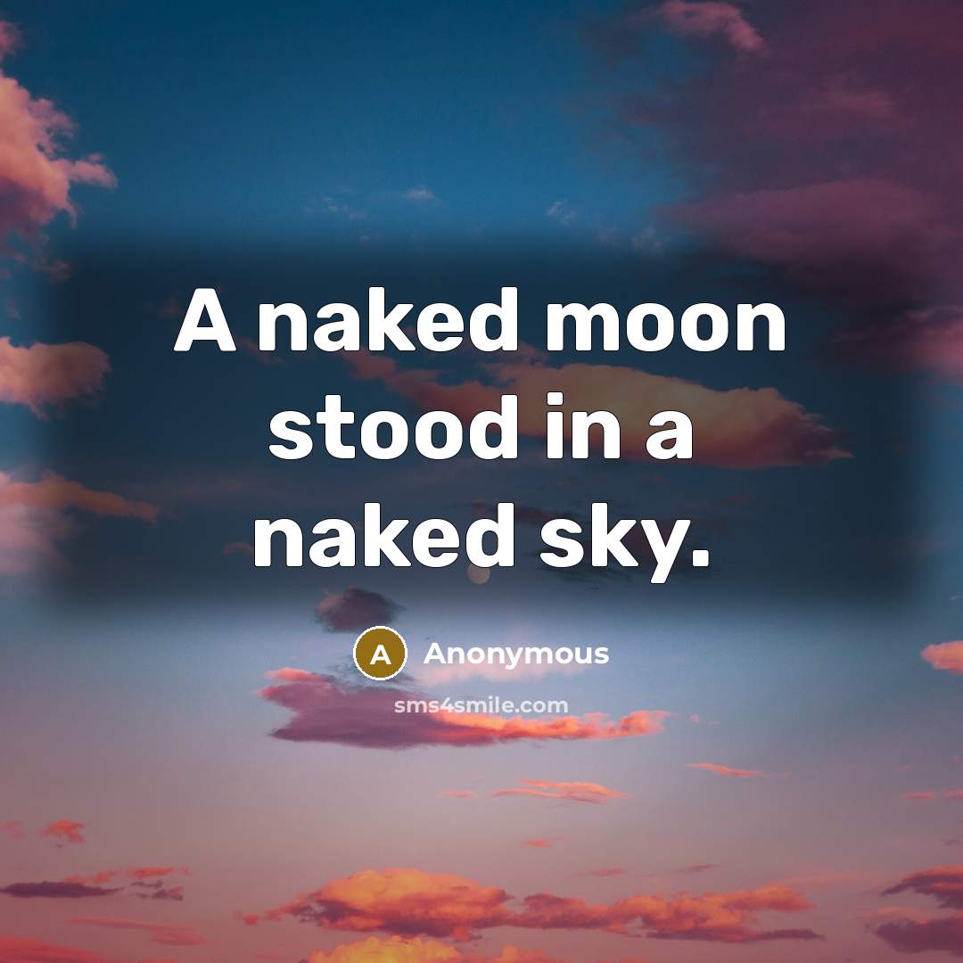 “A naked moon stood in a naked sky.…” quote by Anonymous