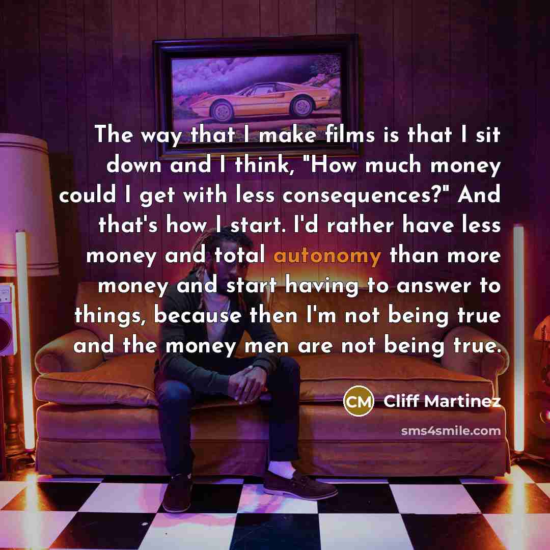 “The way that I make films is that I sit…” quote by Cliff Martinez