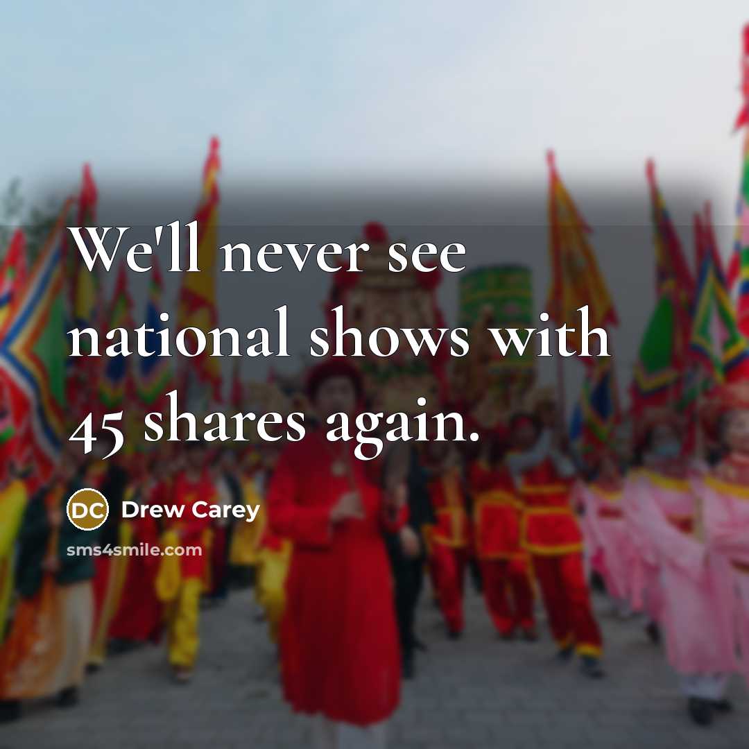“We'll never see national shows with 45 shares again.…” quote by Drew Carey