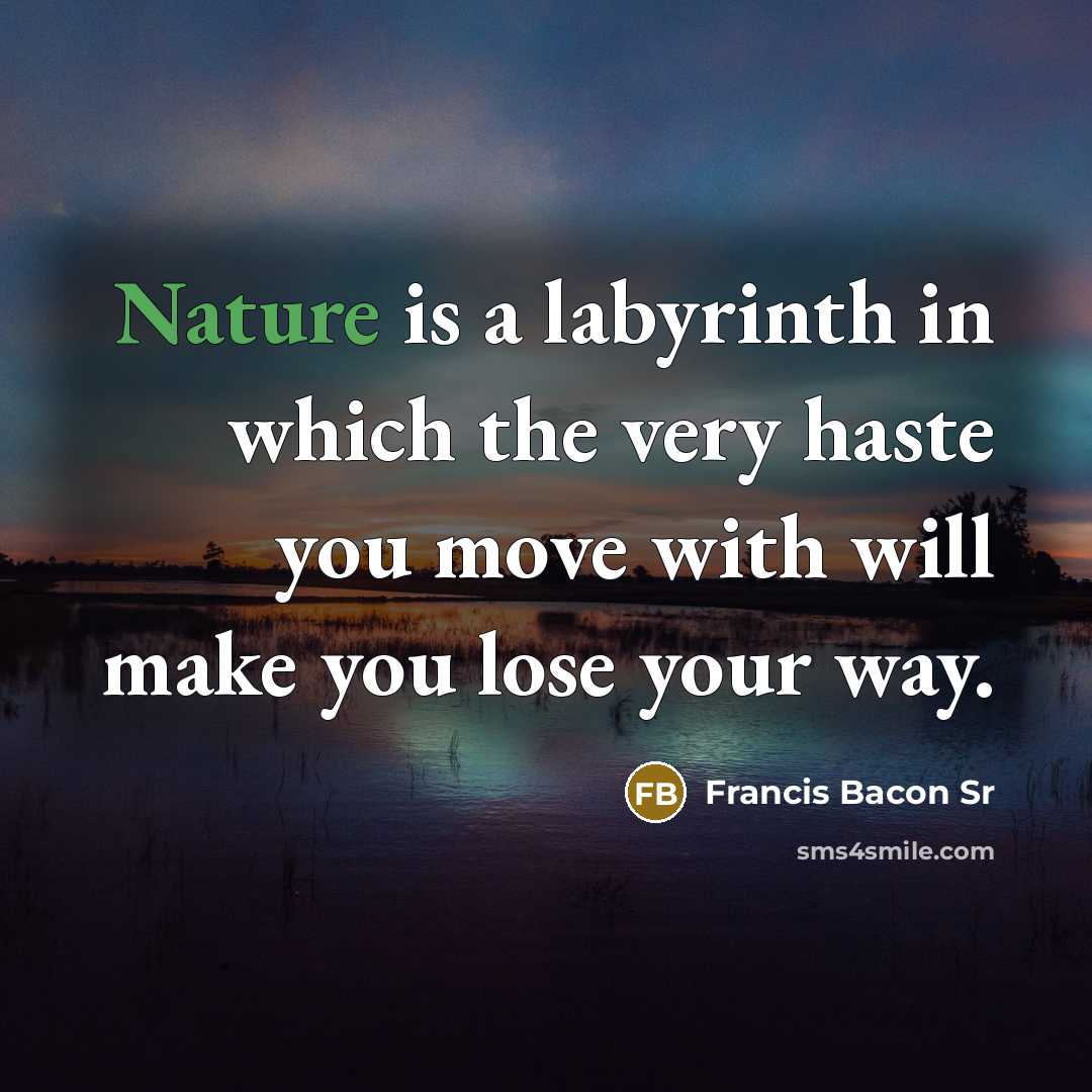 “Nature is a labyrinth in which the very haste you…” quote by Francis Bacon Sr