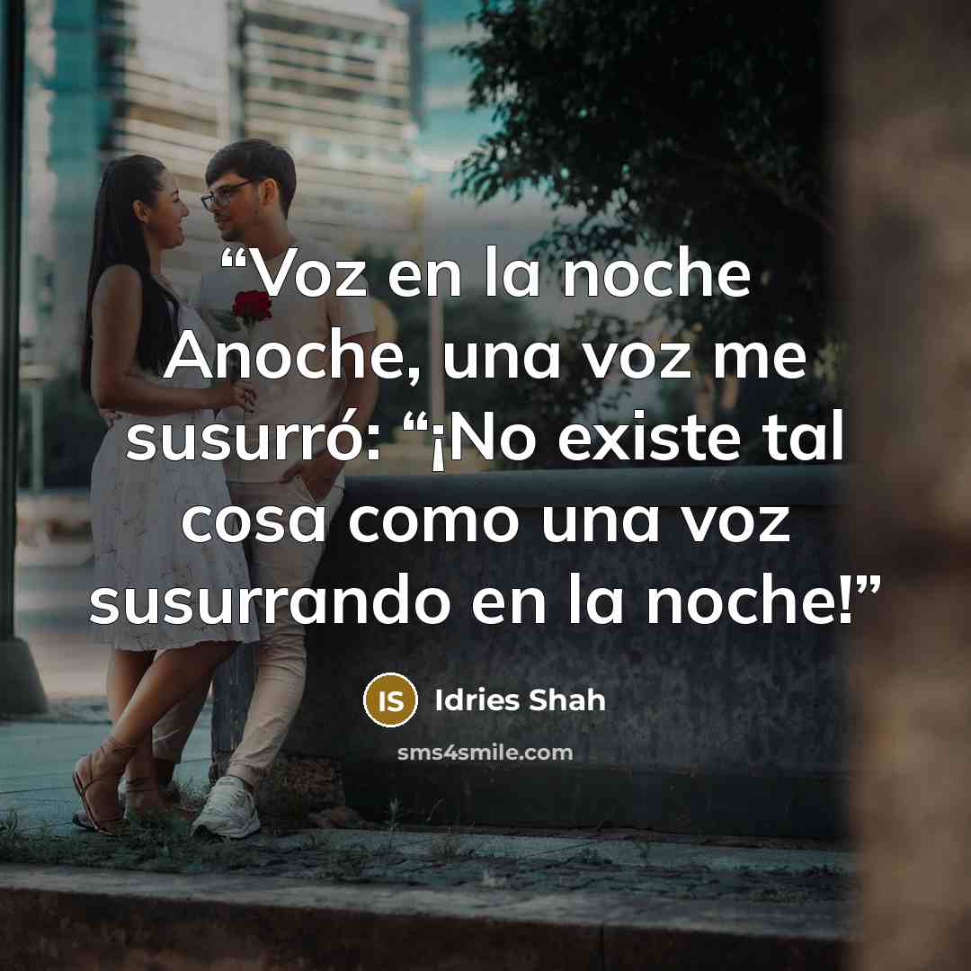 “Voz en la noche Anoche, una voz me susurró: “¡No existe tal cosa como una voz susurrando en la noche!” quote by Idries Shah
