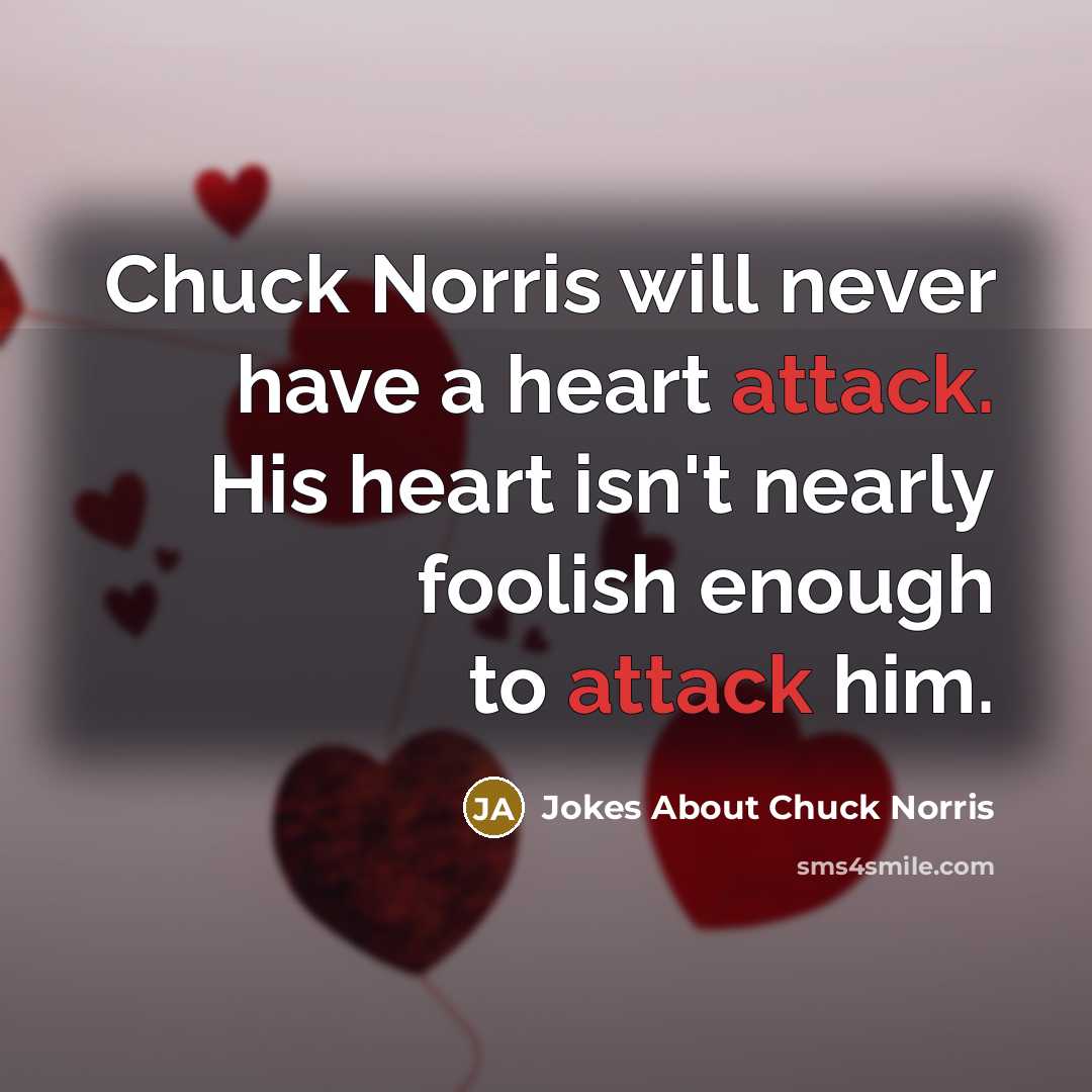 “Chuck Norris will never have a heart attack. His heart isn't nearly foolish enough to attack him.” quote by Jokes About Chuck Norris