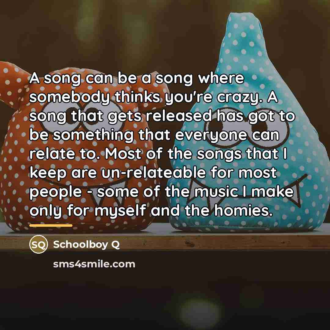 “A song can be a song where somebody thinks you're…” quote by Schoolboy Q