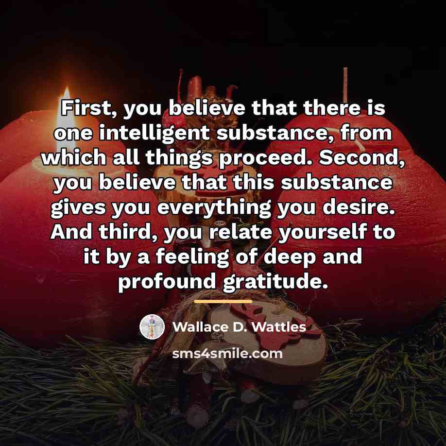 “First, you believe that there is one intelligent substance, from…” quote by Wallace D. Wattles