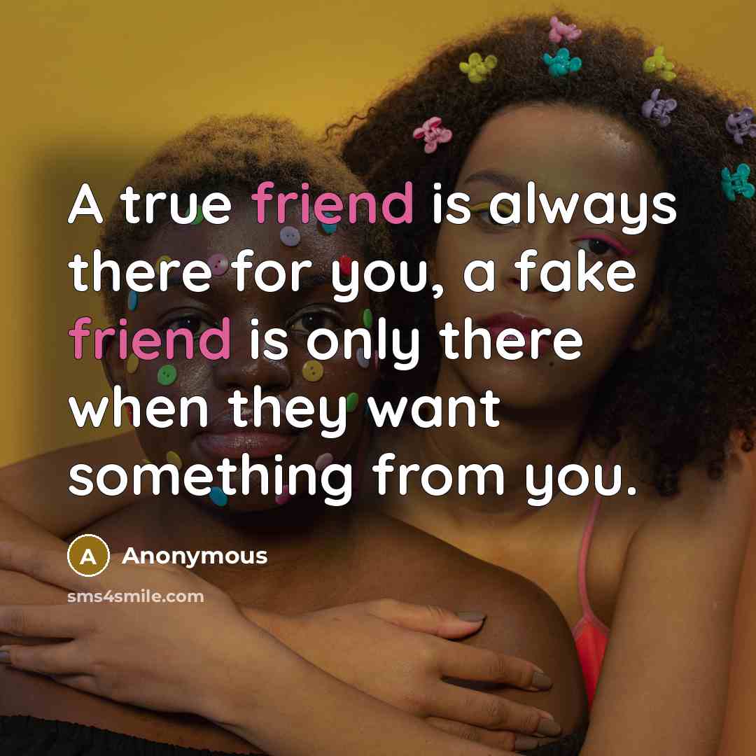 “A true friend is always there for you, a fake…” quote by Anonymous